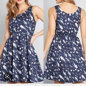 ModCloth Optimistic Effect Sleeveless Shark Dress